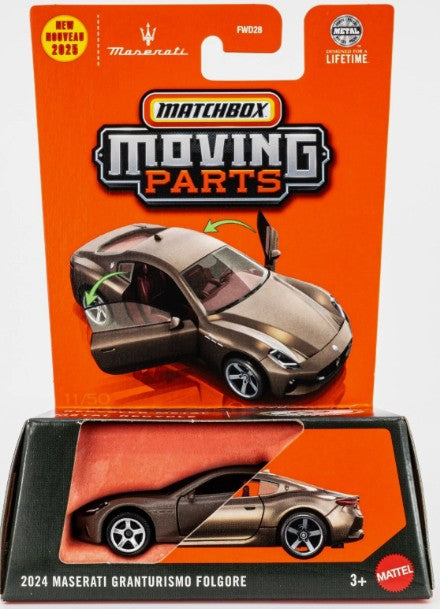 Matchbox 2025 Moving Parts, 2024 Maserati GranTurismo Folgore, copper