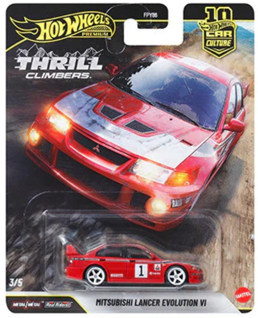 Hot Wheels 2026 Thrill Climbers 3/5, Mitsubishi Lancer Evolution VI, red
