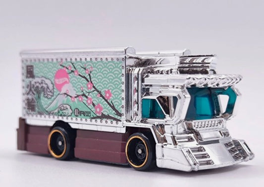 Hot Wheels 2021 #102/250 Raijin Express, NEW/LOOSE, chrome w/mint mural