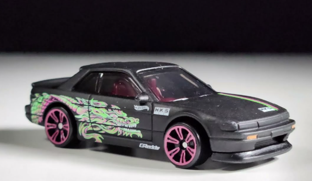 Hot Wheels 2025 Neon Speeders, Mix 1 3:8 Nissan Silvia (S13), NEW/LOOSE, matte black
