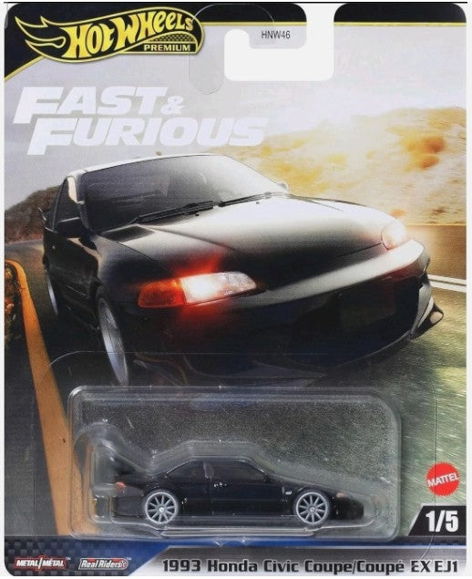 Hot Wheels 2025 Premium Fast & Furious, Honda Civic Coupe EX EJ1, black
