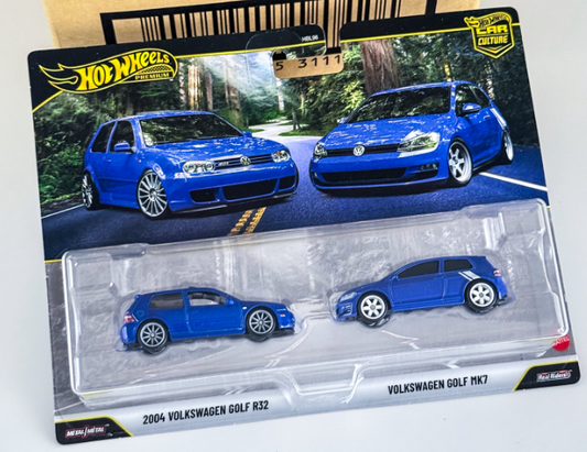 Hot Wheels 2026 Premium Car Culture 2-Pack, 2004 Volkswagen Golf R32 & Volkswagen Gold Mk7