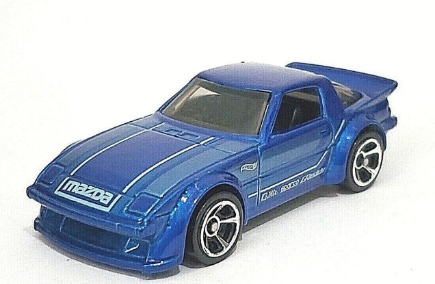 Hot Wheels 2022 #097/250 Mazda RX-7, NEW/LOOSE, metalflake medium blue