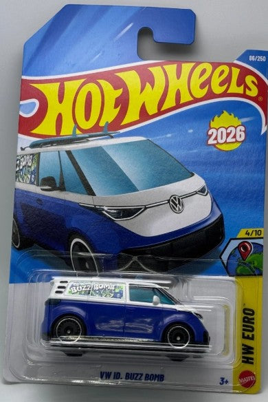 Hot Wheels 2026 #086/250, VW ID. Buzz Bomb, white & blue
