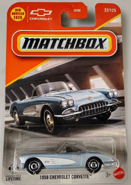 Matchbox 2026 #022/125, 1958 Chevrolet Corvette, metallic light blue