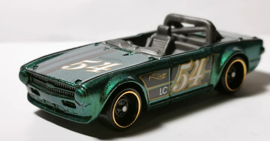 Hot Wheels 2021 #009/250, Triumph TR6, NEW/LOOSE, metalflake dark green