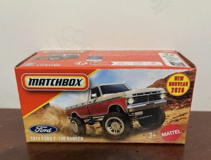 Matchbox 2026 Power Grabs #069/125, 1974 Ford F-100 Ranger, white & red
