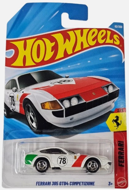 Hot Wheels 2026 #062/250, Ferrari 365 GTB4 Competizione, white w/green & red