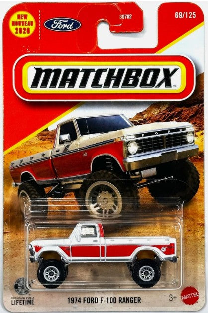Matchbox 2026 #069/125, 1974 Ford F-100 Ranger, white & red