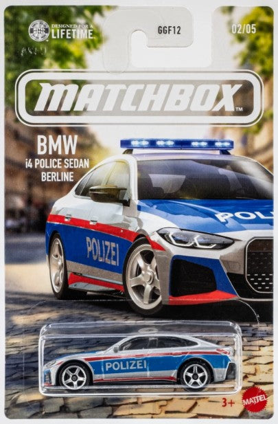 Matchbox 2026 European Cars Series 2/5, 2023 BMW i4 Police Sedan, silver