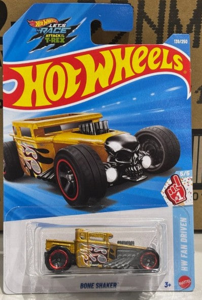 Hot Wheels 2026 #139/250, Bone Shaker, metalflake gold