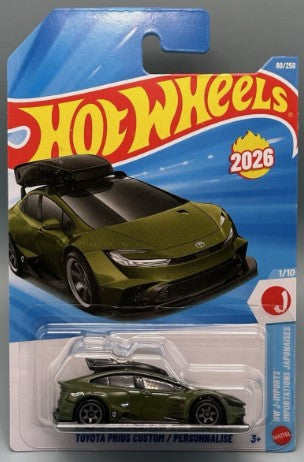 Hot Wheels 2026 #060/250 Toyota Prius Custom, army green (roof box variant)