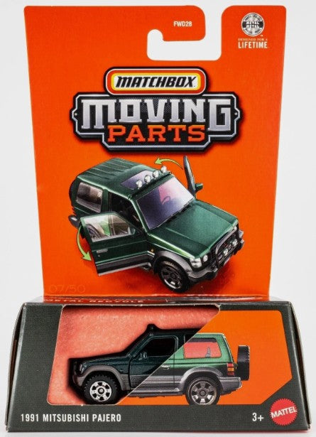 Matchbox 2026 Moving Parts 07/50, 1991 Mitsubishi Pajero, Belize green