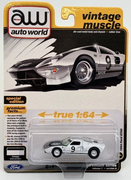 Auto World Vintage Muscle, 1964 Ford GT40, white & black