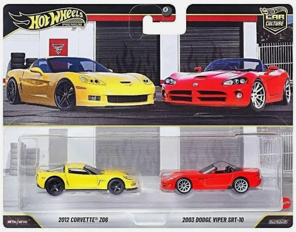 Hot Wheels 2026 Premium 2 Pack, 2012 Corvette Z06 and 2003 Dodge Viper SRT-10