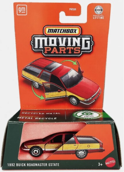 Matchbox 2024 Moving Parts, 1992 Buick Roadmaster Estate, medium garnet red