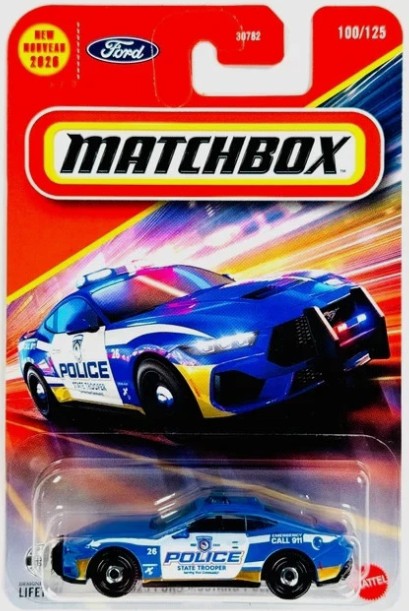 Matchbox 2026 #100/125, 2025 Ford Mustang Police, blue, white & gold