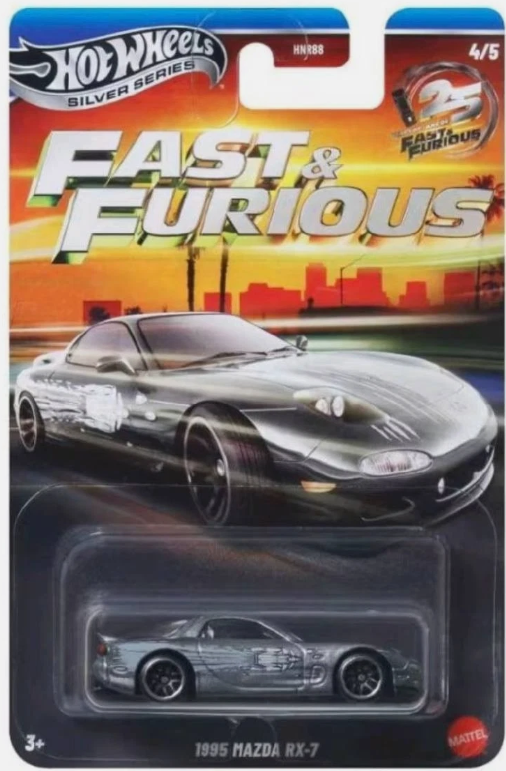 Hot Wheels 2026 Silver Series F&F Silver Anniversary 4/5, 1995 Mazda RX-7, silver