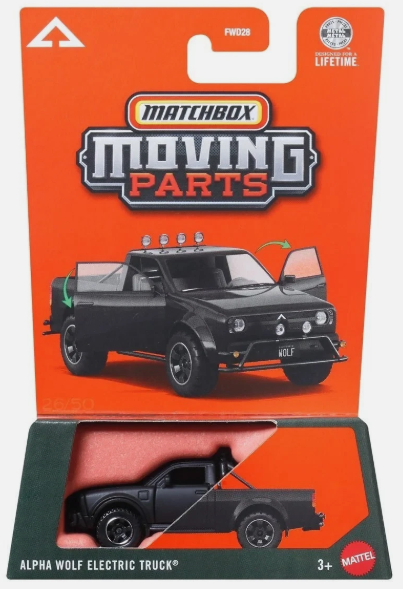 Matchbox 2026 Moving Parts, Alpha Wolf Electric Truck, matte black