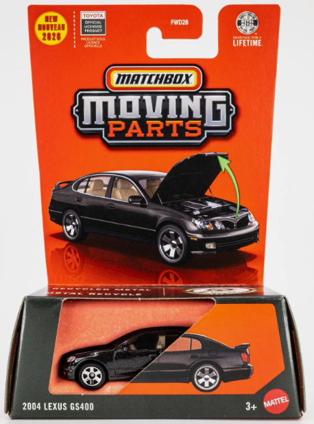 Matchbox 2026 Moving Parts, 2004 Lexus GS400, black