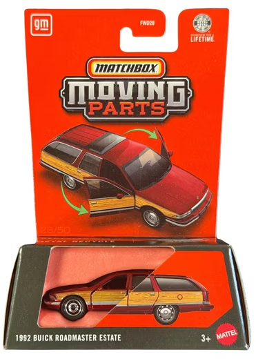 Matchbox 2024 Moving Parts, 1992 Buick Roadmaster Estate, medium garnet red