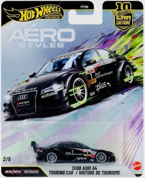 Hot Wheels 2026 Premium Aero Styles 2/5, 2008 Audi A4 Touring Car, black