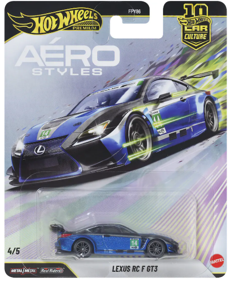 Hot Wheels 2026 Premium Aero Styles 4/5, Lexus RC F GT3, blue & black