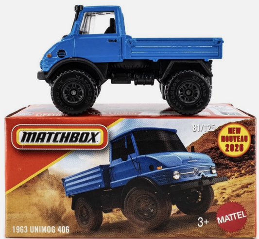 Matchbox 2026 Power Grabs #081/125, 1963 Unimog 406, blue