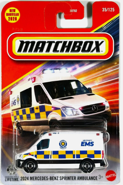 Matchbox 2026 #035/125, 2024 Mercedes-Benz Sprinter Ambulance, white