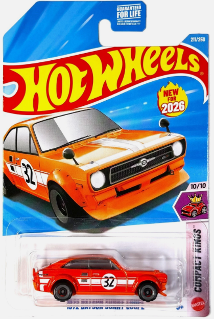 Hot Wheels 2026 #211/250, 1972 Datsun Sunny Coupe, orange