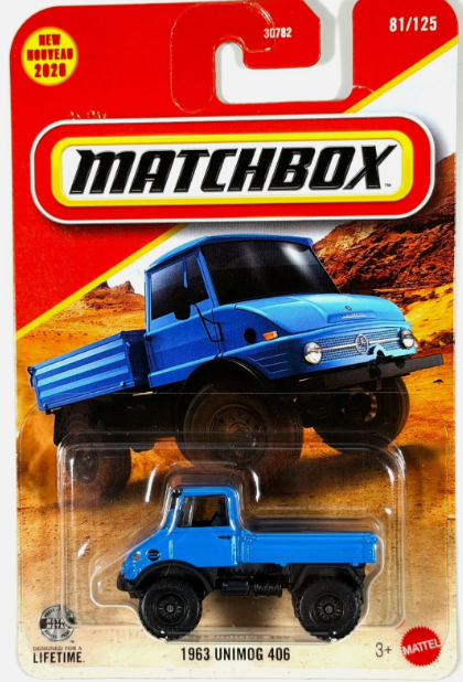 Matchbox 2026 #081/125, 1963 Unimog 406, blue
