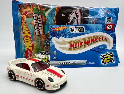 Hot Wheels Mystery Models, Porsche 911 GT2, NEW/LOOSE, white