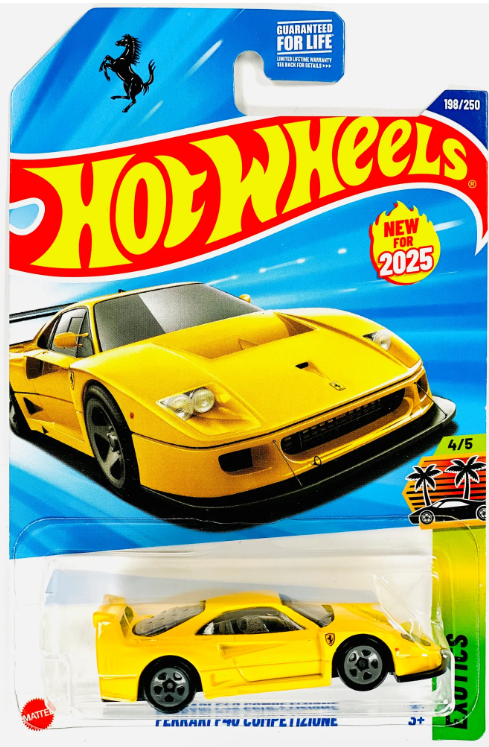 Hot Wheels 2025 #198/250, Ferrari F40 Competizione, yellow