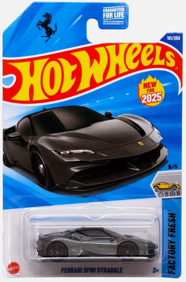 Hot Wheels 2025 #191/250 Ferrari SF90 Stradale, grey