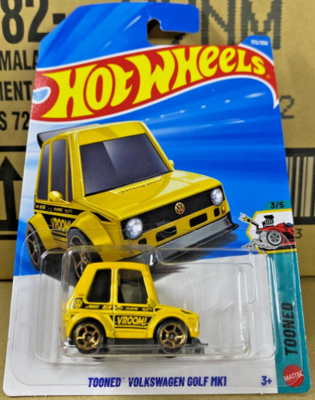 Hot Wheels 2026 #193/250, Tooned Volkswagen Golf Mk1, yellow