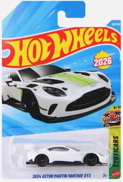 Hot Wheels 2026 #125/250, 2024 Aston Martin Vantage GT3, white