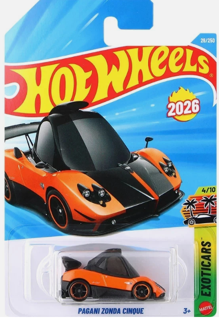 Hot Wheels 2026 #026/250, Pagani Zonda Cinque (Toon'd), orange