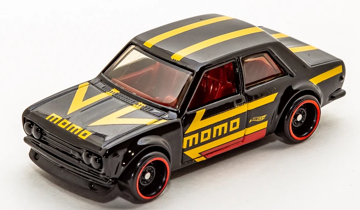 Hot Wheels 2019 #097/250, Datsun Bluebird 510, NEW/LOOSE, black/MOMO livery