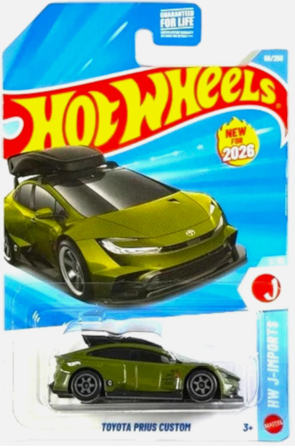 Hot Wheels 2026 #060/250 Toyota Prius Custom, army green (roof box variant)