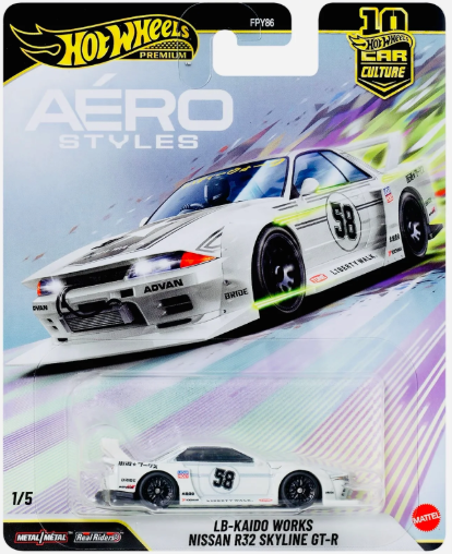 Hot Wheels 2026 Premium Aero Styles 1/5, LB-Kaido Works Nissan R32 Skyline GT-R, white