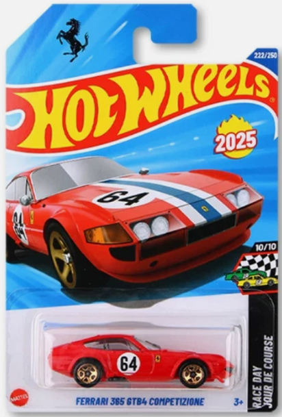 Hot Wheels 2025 #222/250 Ferrari 365 GTB4 Competizione, red