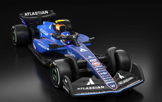 Hot Wheels 2026 Premium F1 2025 Racing, Atlassian Williams - Carlos Sainz #55, NEW/LOOSE, blue