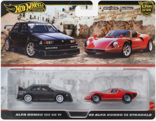 Hot Wheels 2026 Premium 2-Pack, Alfa Romeo 155 V6 Ti & '69 Alfa Romeo 33 Stradale