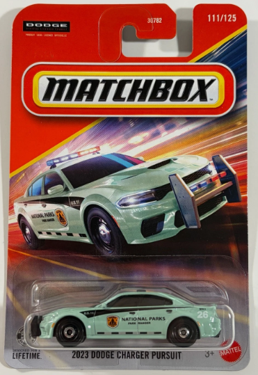 Matchbox 2026 #111/125, 2023 Dodge Charger Pursuit, national parks mint green
