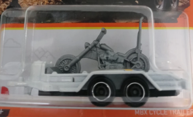 Matchbox 2022 #098/100, MBX Cycle Trailer, NEW/LOOSE, white w/grey chopper