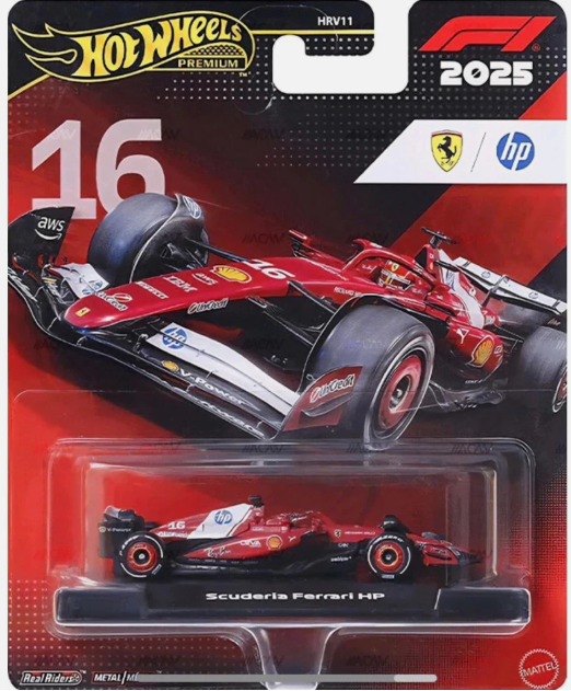 Hot Wheels 2026 Premium F1 2025 Racing, Scuderia Ferrari HP - #16 Charles Leclerc, red