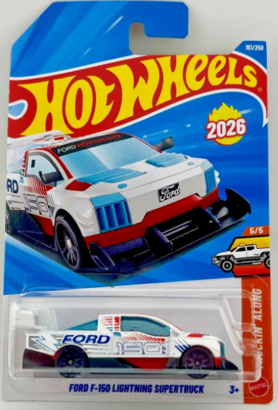 Hot Wheels 2026 #151/250, Ford F-150 Lightning Supertruck, white