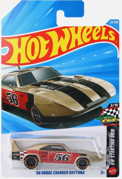 Hot Wheels 2026 #023/250, '69 Dodge Charger Daytona, metalflake gold