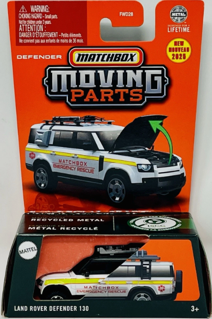 Matchbox 2025 Moving Parts Land Rover Defender 130, white