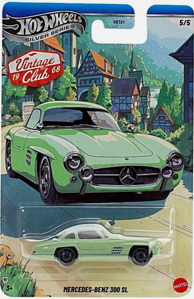 Hot Wheels 2026 Silver Series Vintage Racing Club National Icons 5/5, Mercedes-Benz 300 SL, mint green